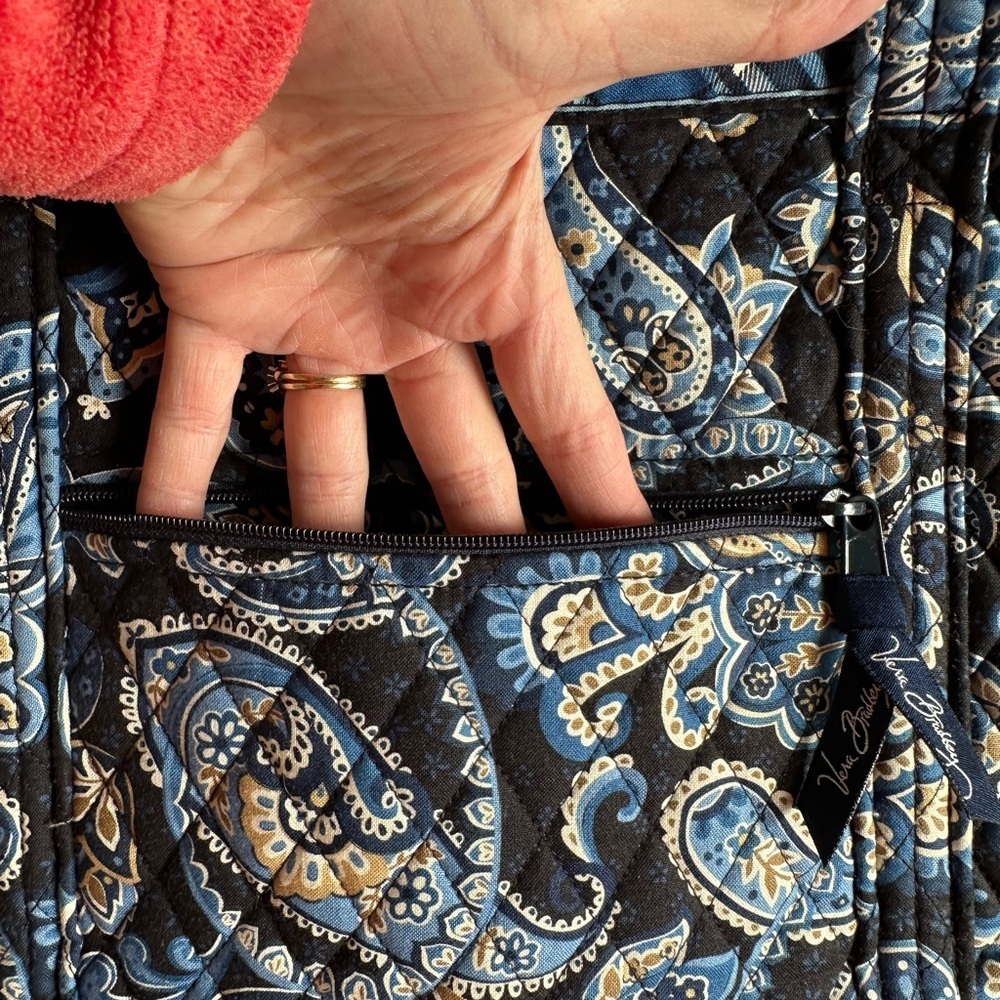 Vera Bradley Windsor Navy Quilted Villager Tote Double Shoulder Strap *Retired* - Picture 8 of 14